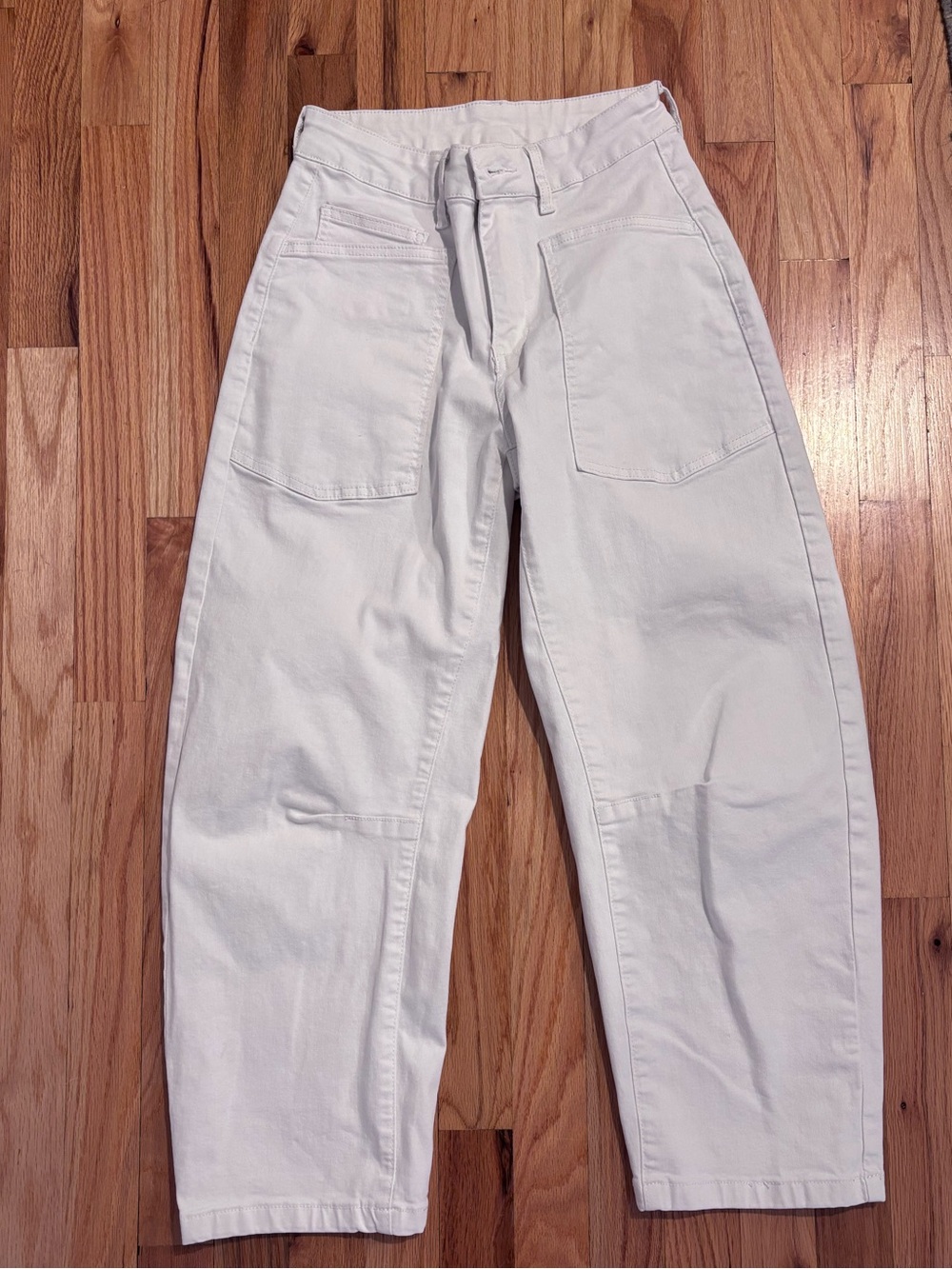 High-Waisted White Women's Pants